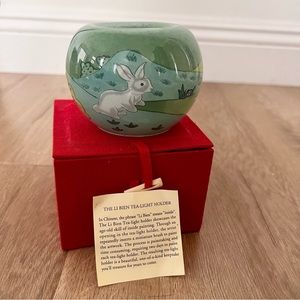 Pier 1 Imports Li Bien Glass Bunny Rabbit Tea Light Votive Candle Holder, Easter